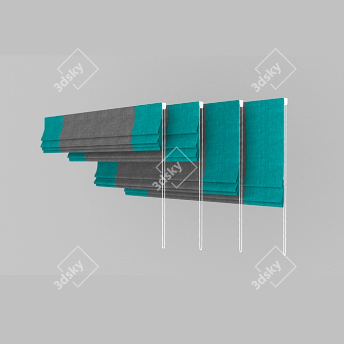 Turquoise Roman Curtains Set 3D model image 3