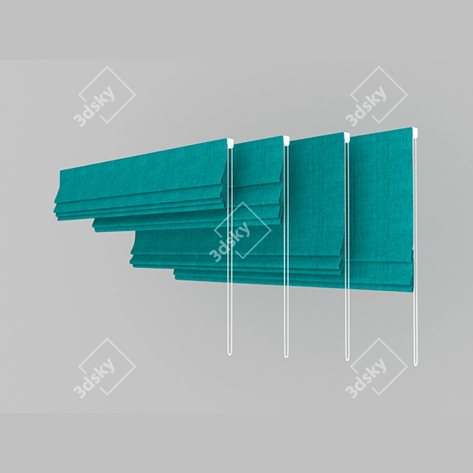 Turquoise Roman Curtains Set 3D model image 4