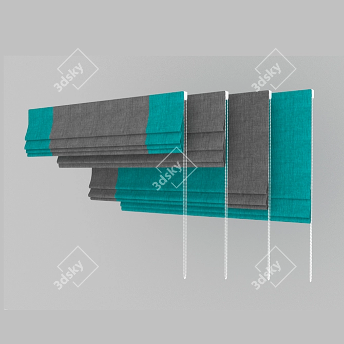 Turquoise Roman Curtains Set 3D model image 8