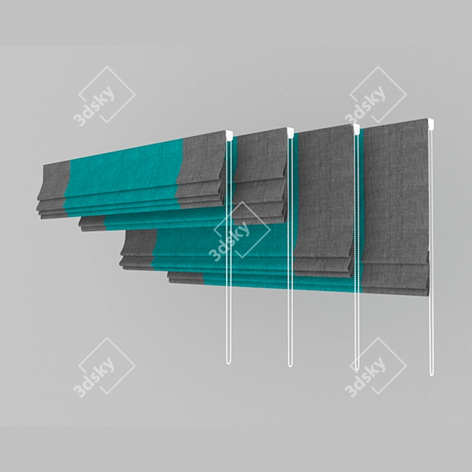 Turquoise Roman Curtains Set 3D model image 9