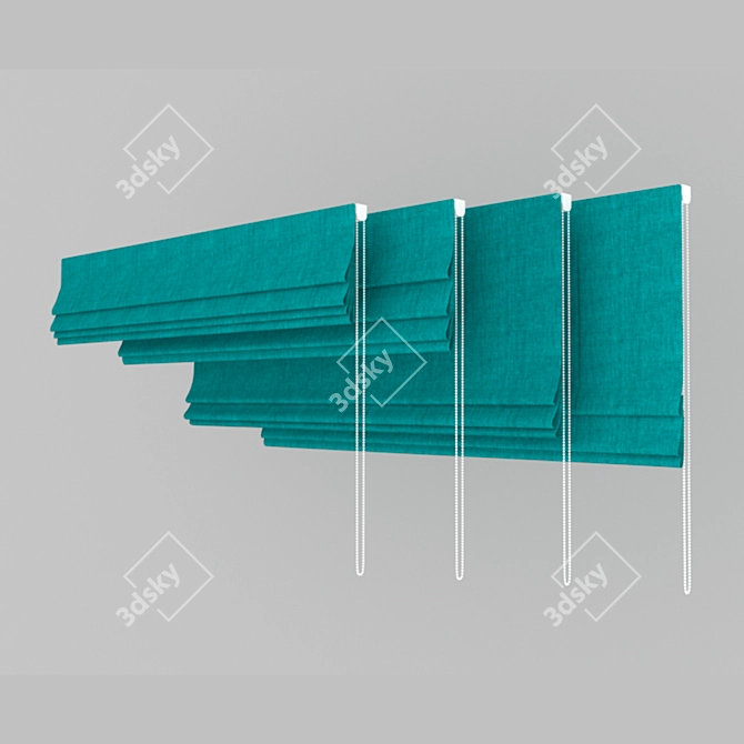 Turquoise Roman Curtains Set 3D model image 12