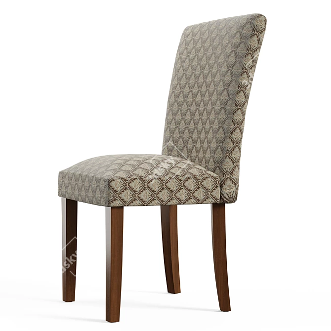 Classic Brown Upholstered Parsons Chair 3D model image 5