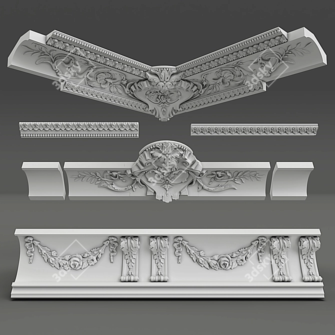 Elegant Gypsum Cornices: Sabur 3D model image 1