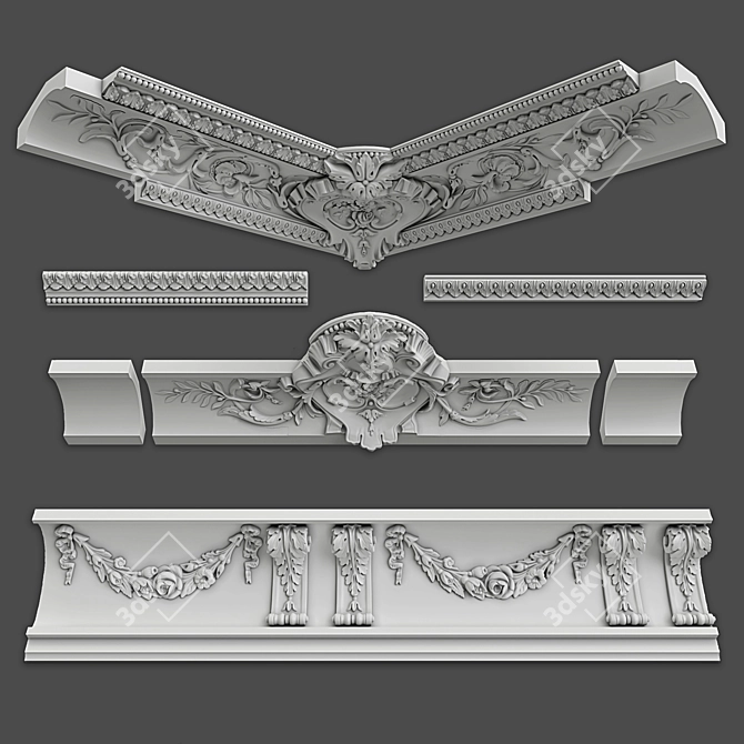 Elegant Gypsum Cornices: Sabur 3D model image 2