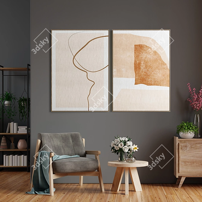 Minimal Abstract Art Frame Set 3D model image 2