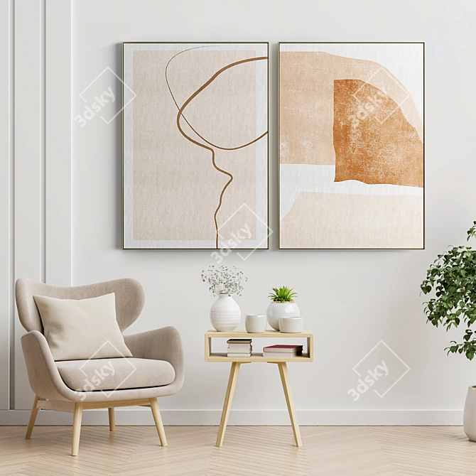 Minimal Abstract Art Frame Set 3D model image 4