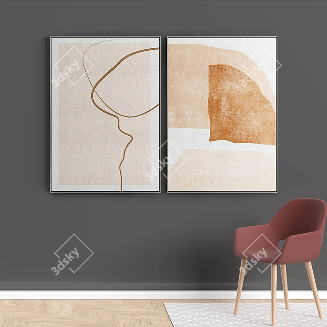 Minimal Abstract Art Frame Set 3D model image 5