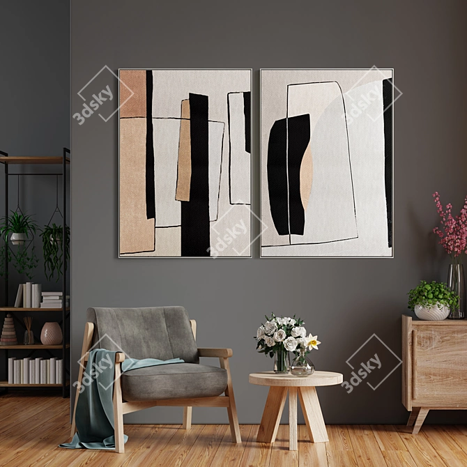 Modern Abstract Photo Frame Set 3D model image 4