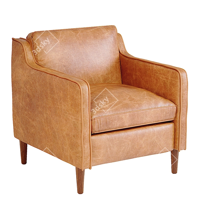 Elegant Hamilton Leather Chair 3D model image 5