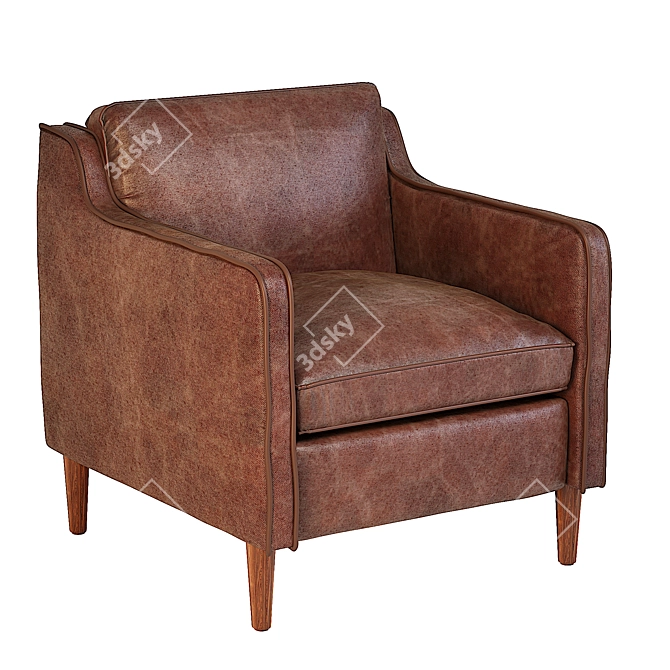 Elegant Hamilton Leather Chair 3D model image 9