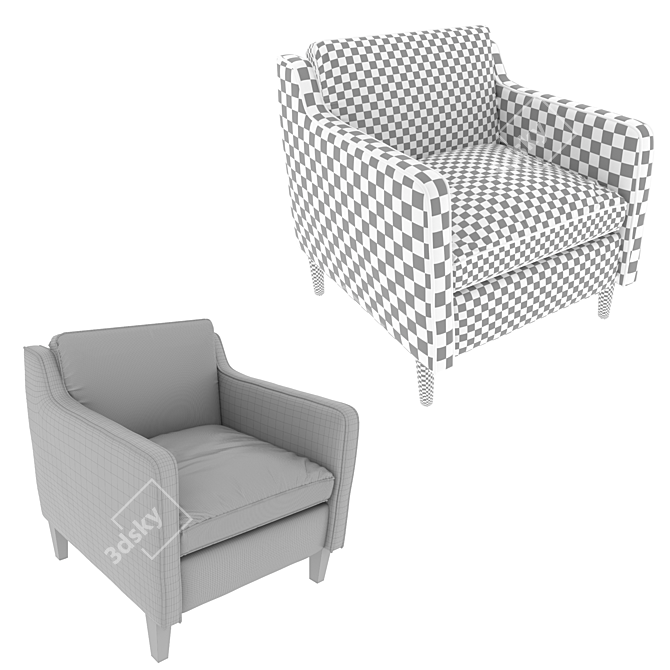 Elegant Hamilton Leather Chair 3D model image 10