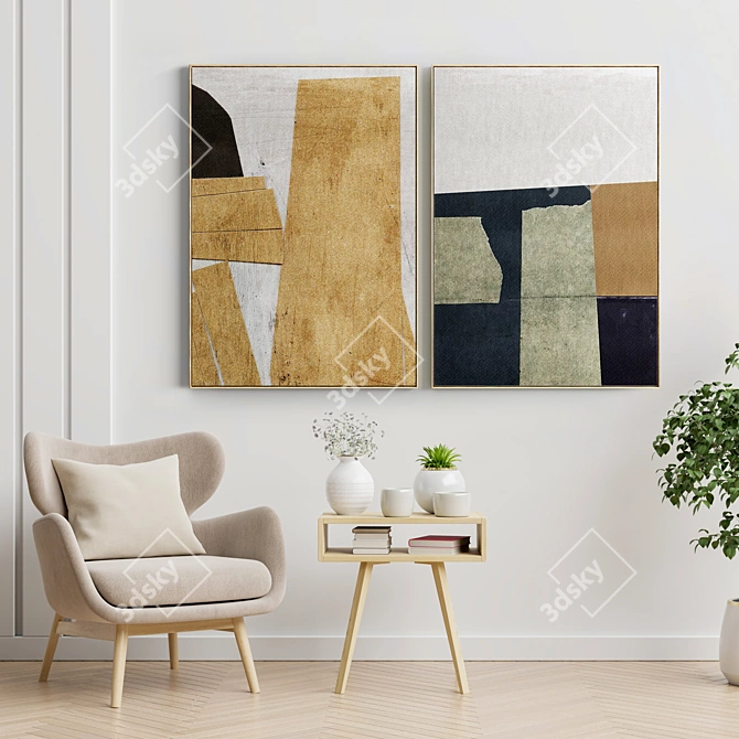 145 Photo Frame: Modern Minimal Abstract Paintings 3D model image 2