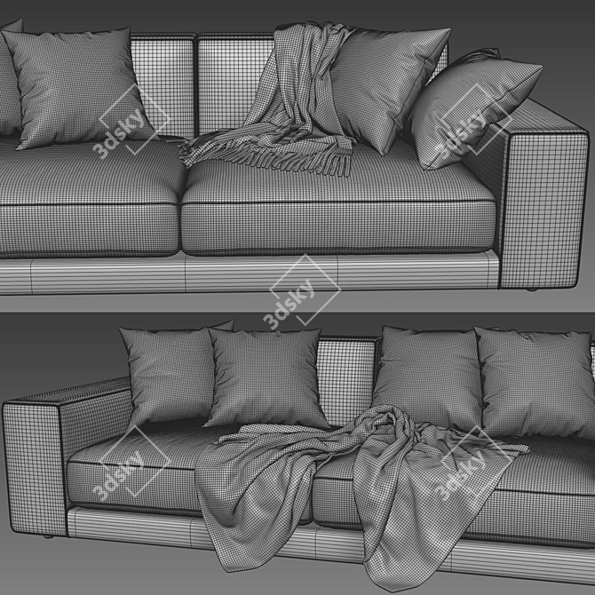 Modern Italian Buble 2-Seater Sofa 3D model image 4