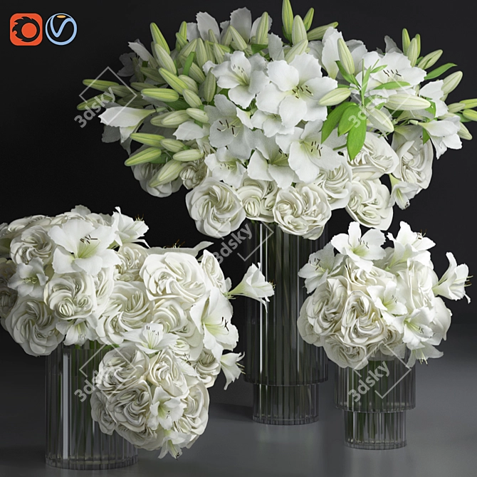 Elegant Glass Vase Collection 3D model image 1