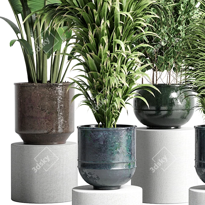 Title: Handmade Metal Vase Indoor Plant Collection 3D model image 2