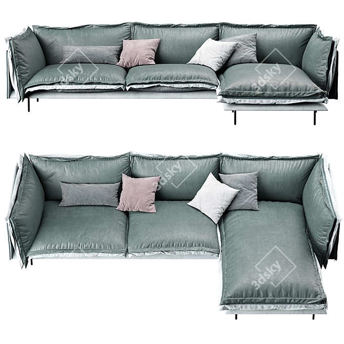 Versatile Auto-Reverse Corner Sofa 3D model image 2