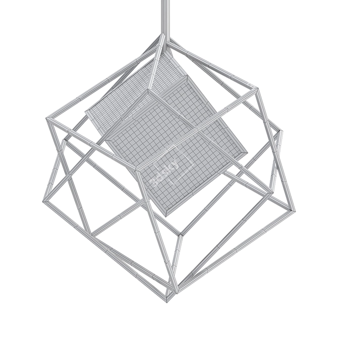 Modern Glass Cub Pendant 3D model image 2