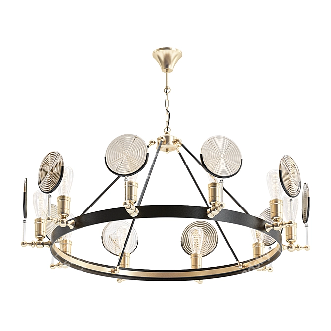 Vintage Industrial Chandelier: GASLIGHT 3D model image 1