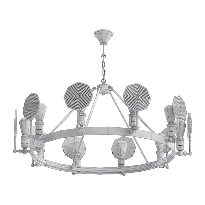 Vintage Industrial Chandelier: GASLIGHT 3D model image 2