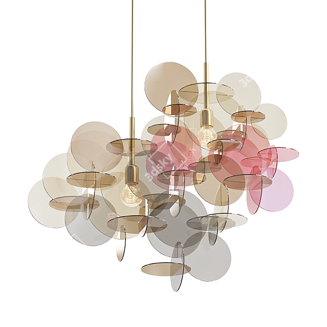 Fonnesberg Chandelier: Elegant Plexi & Brass 3D model image 1