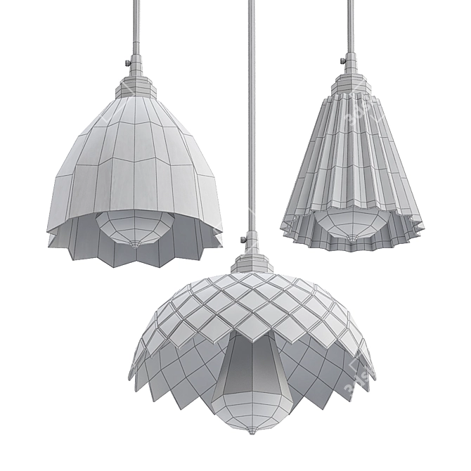 Retro Chic Glass Pendant Light 3D model image 2