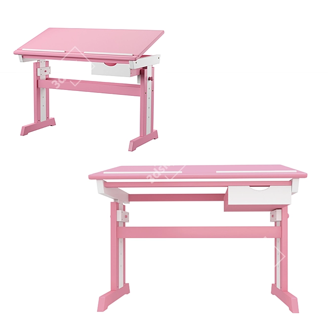 Adjustable Kids Writing Desk 3D model image 1