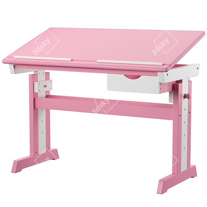 Adjustable Kids Writing Desk 3D model image 2