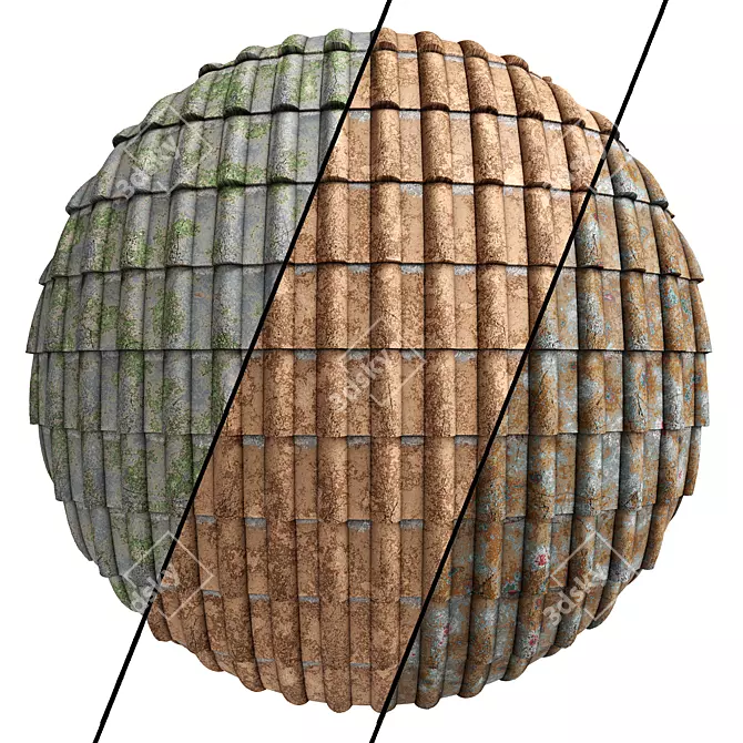 PBR Roof Tile Materials - 4k Texture 3D model image 1