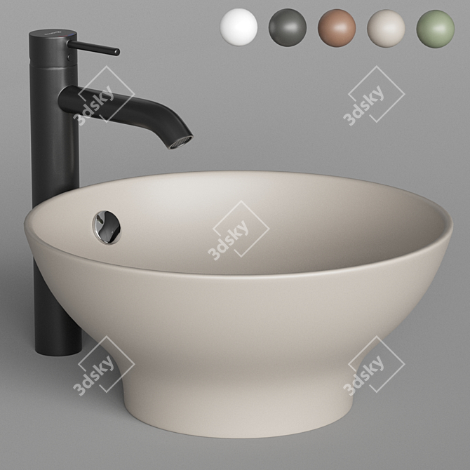 ArtCeram FUORI 1 TFL002 Round Washbasin & Kludi BOZZ Single Lever Mixer 3D model image 1