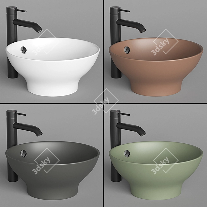 ArtCeram FUORI 1 TFL002 Round Washbasin & Kludi BOZZ Single Lever Mixer 3D model image 2