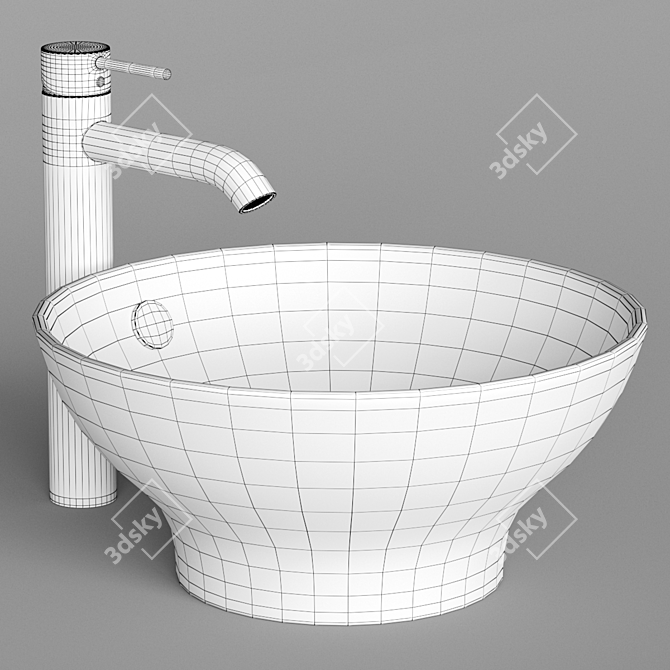 ArtCeram FUORI 1 TFL002 Round Washbasin & Kludi BOZZ Single Lever Mixer 3D model image 3