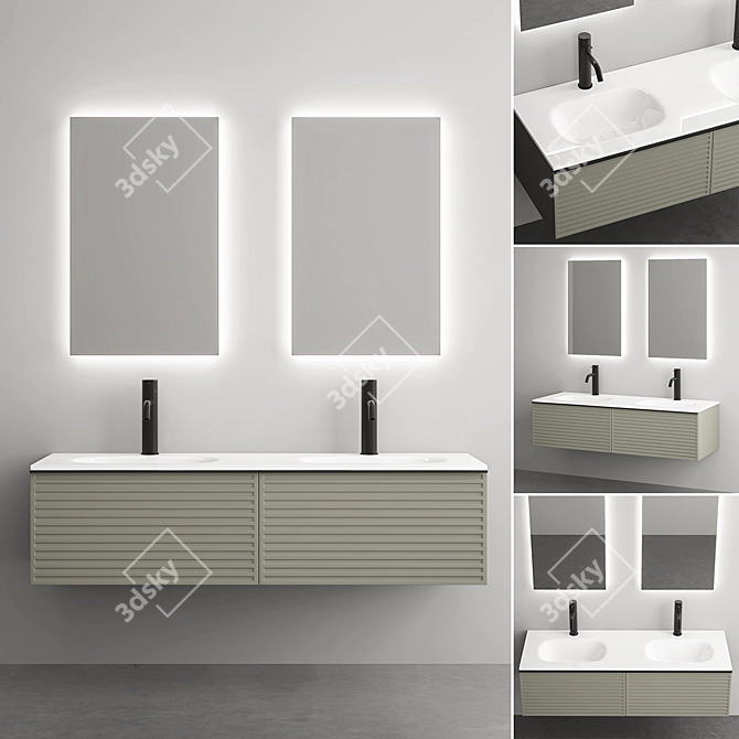 Sleek 1400mm Bath Vanity 3D model image 1