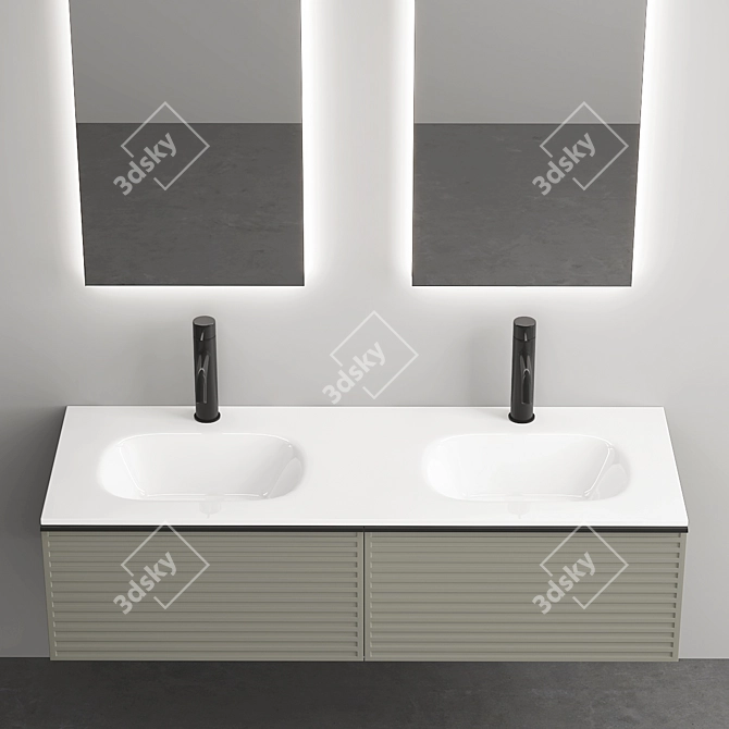 Sleek 1400mm Bath Vanity 3D model image 3