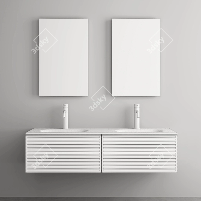 Sleek 1400mm Bath Vanity 3D model image 6