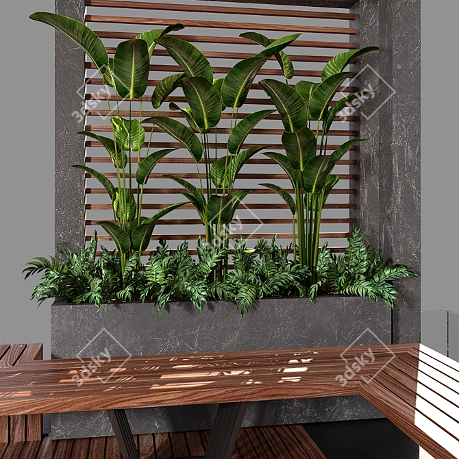 Elegant Pergola Oasis: Water & Plant Haven 3D model image 8