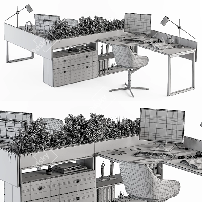Elegant Office Set 46 - Boost Workplace Efficiency! 3D model image 6