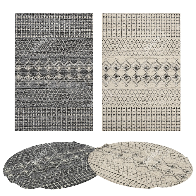 Versatile 8-Piece Rug Set 3D model image 1