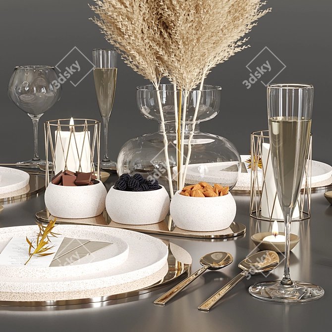 Minimalist Table Set for Modern Interiors 3D model image 2