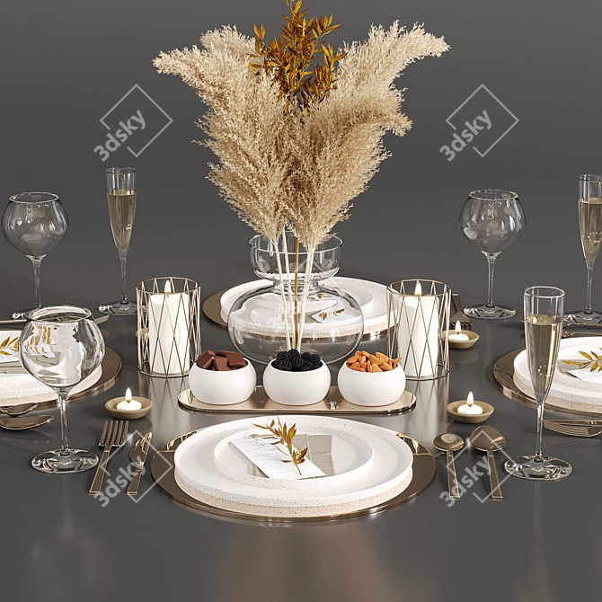 Minimalist Table Set for Modern Interiors 3D model image 3