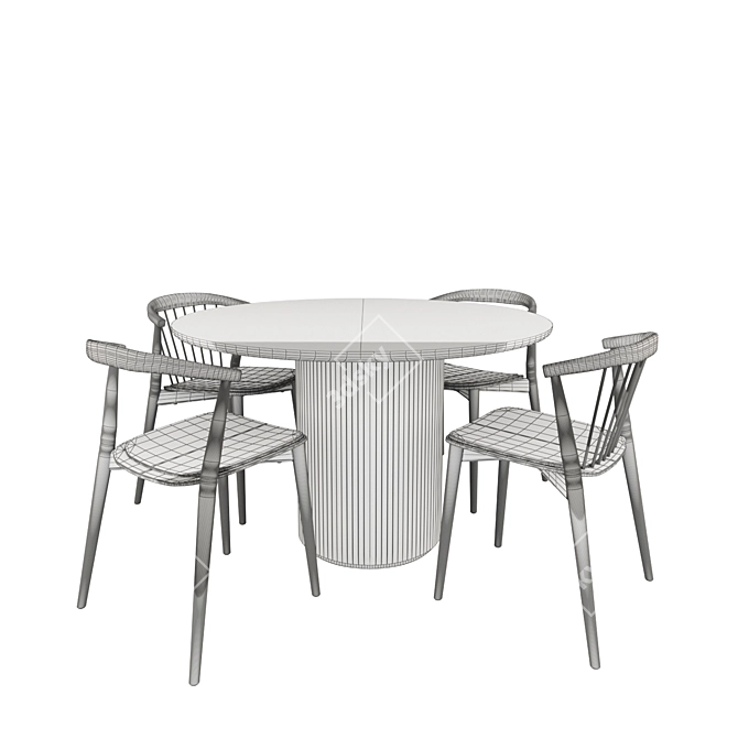 Contemporary Wood Chairs & Table 3D model image 3
