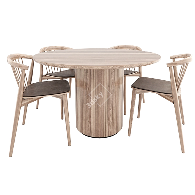 Contemporary Wood Chairs & Table 3D model image 5