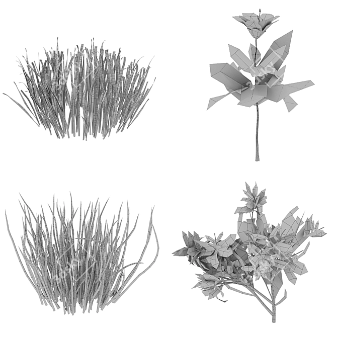 Versatile Grass Collection: 4 Types 3D model image 3