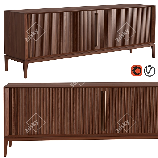 Colonial Walnut Buffet Suite 3D model image 1