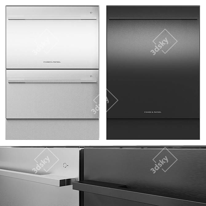 Fisher & Paykel Stainless Steel Dishwasher 3D model image 1