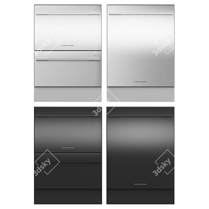 Fisher & Paykel Stainless Steel Dishwasher 3D model image 2