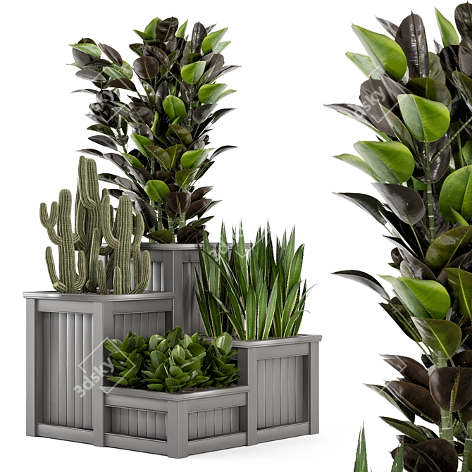 Outdoor Greenery Set: Bush and Tree - Garden Set 3D model image 1