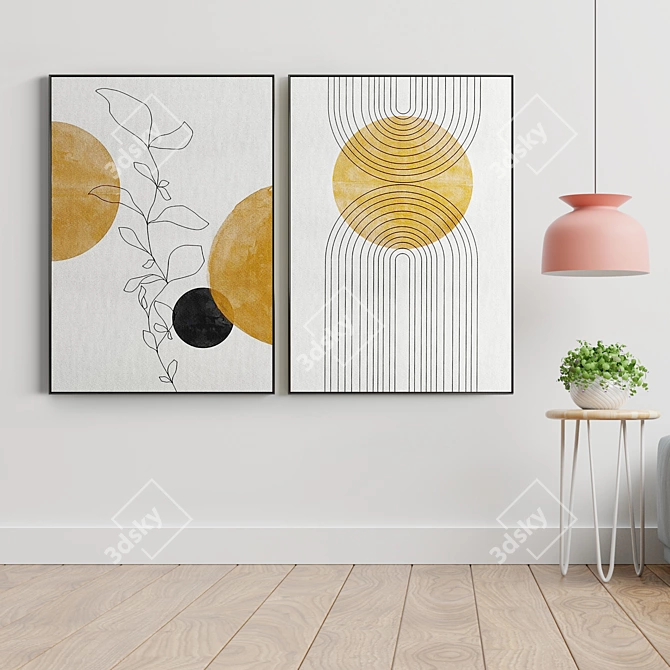 Minimalist Abstract Photo Frame Set 3D model image 3