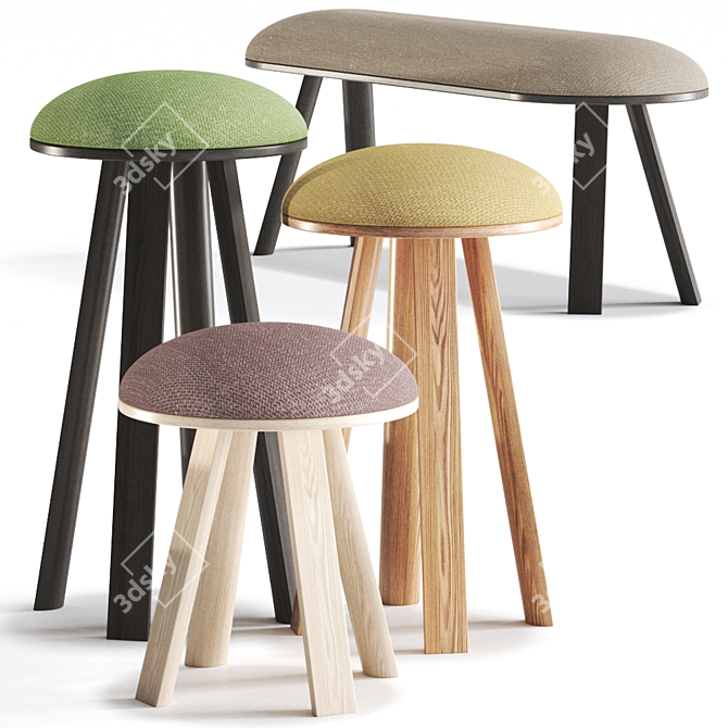 BuzziMilk Stool: Modern Design, Vibrant Colors 3D model image 1