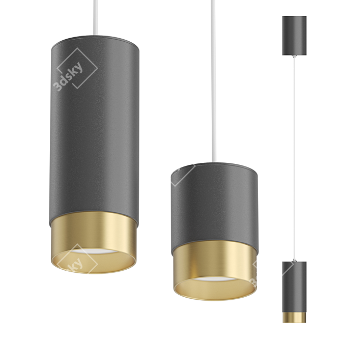 Sleek Cylinder Pendant Light 3D model image 1