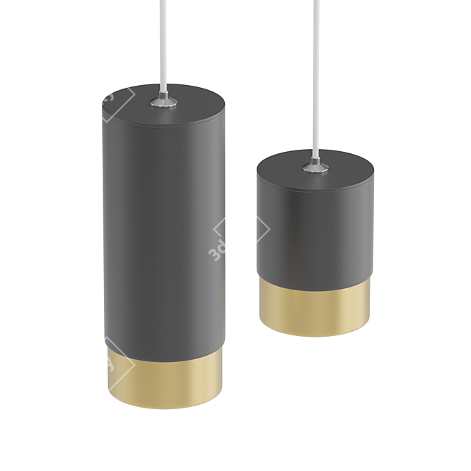 Sleek Cylinder Pendant Light 3D model image 2